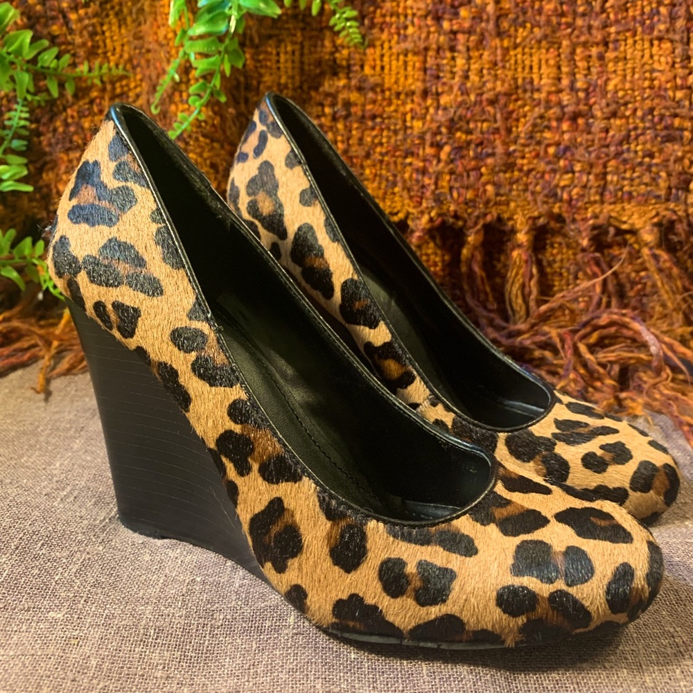 BCBG leopard print wedge